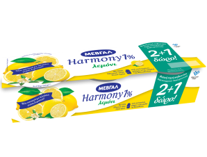 Επιδόρπιο Γιαουρτιού Harmony 1% λιπαρά Λεμόνι Μεβγάλ (3×170 g) 2+1 δώρο