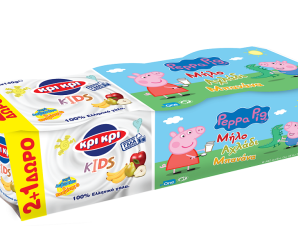 Επιδόρπιο Γιαουρτιού Μήλο Αχλάδι Μπανάνα Peppa Kids Κρι Κρι (3×140 g) 2+1 Δώρο