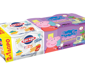 Επιδόρπιο Γιαουρτιού Φράουλα Μπισκότο Peppa Kids Κρι Κρι (3x140g) 2+1 Δώρο