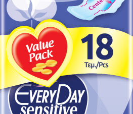 Σερβιέτες EveryDay Sensitive Cotton SUPER Ultra Plus οικονομική συσκευασία 18 τεμ.