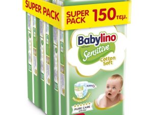 Πάνες Babylino Sensitive Cotton Soft Super Pack No4 (8-13Kg) 150τεμ (3*50τεμ)