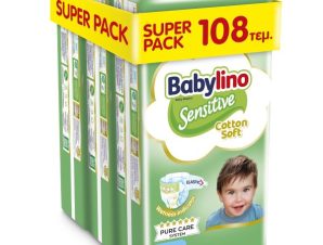 Πάνες Babylino Sensitive Cotton Soft Super Pack No7 (15+Kg) 108τεμ (3*36τεμ)