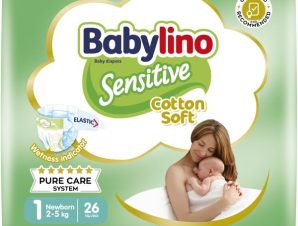 Πάνες Babylino Sensitive Cotton Soft Carry Pack No1 (2-5Kg) 26τεμ