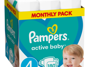 Πάνες Μέγεθος 4 (9-14kg) Pampers Active Baby (180τεμ)