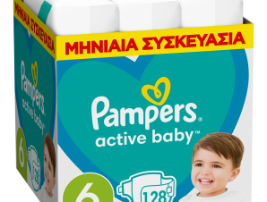 Πάνες Μέγεθος 6 (13-18kg) Pampers Active Baby (128τεμ)