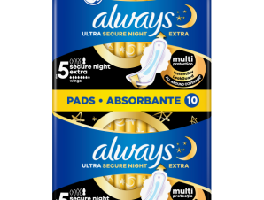 Always Ultra Secure Night Extra Σερβιέτες No5 Με Φτερά Duo Pack 10τμχ (5+5 ΔΩΡΟ)