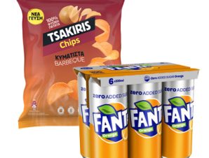 Πορτοκαλάδα Κουτί Fanta Zero (6×330 ml) & Τσιπς Κυματιστά BBQ Tsakiris (120g)