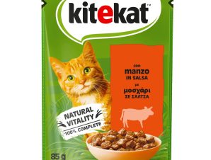 Τροφή για Γάτες με Μοσχάρι σε σάλτσα Kitekat (85g)